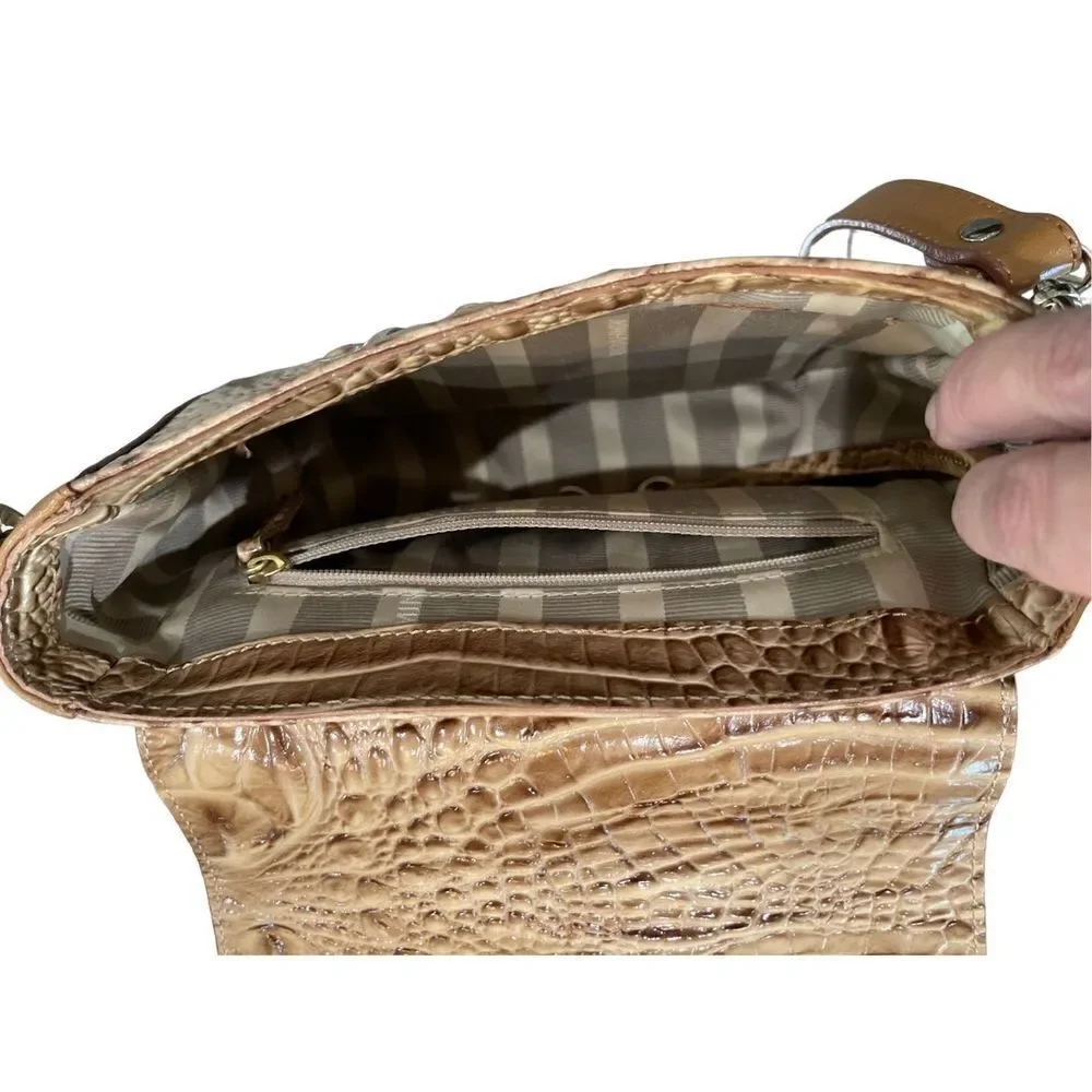 Brahmin Women's Brown Croc Embossed Crossbody Bag